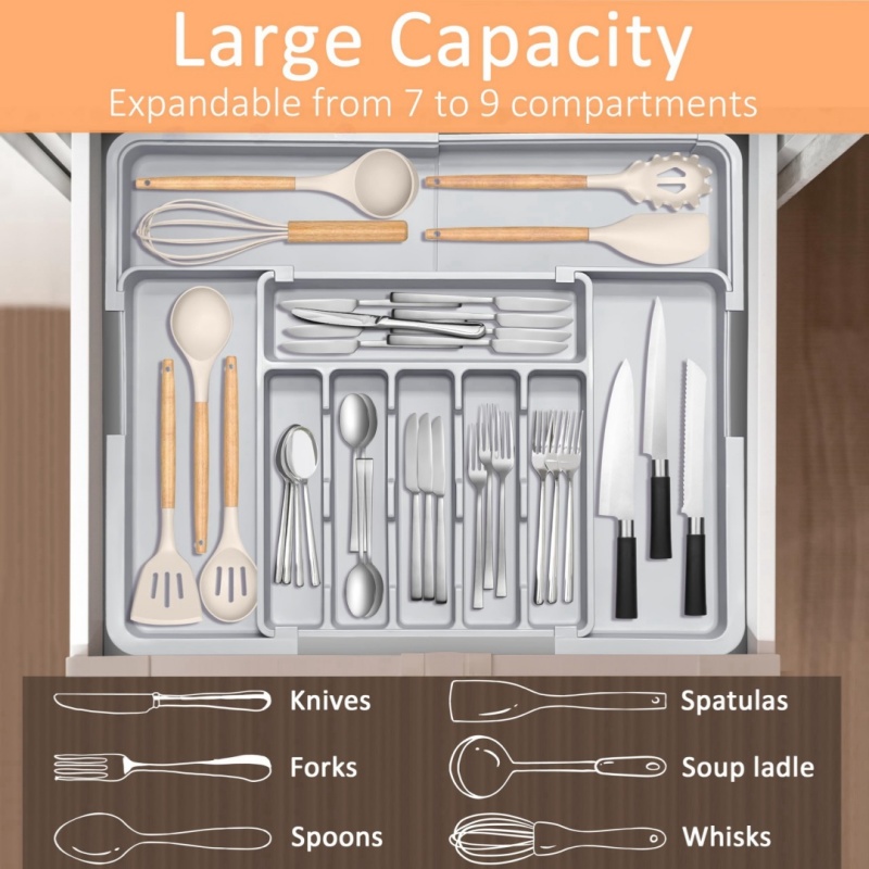 Kitchen Appliances Large - Szary, rozsuwany organizer do szuflady na